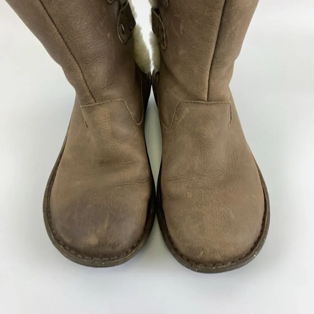 BOGO UGG Akadia Boot Brown Leather Sheepskin Shearling Lined 1007760 Womens 7
